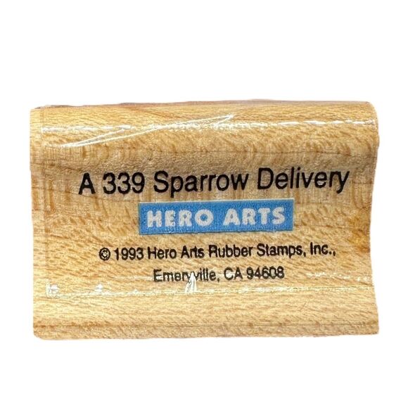 Hero Arts Sparrow Delivery Wood Mounted Runner Stamp Mail Carrier NEW - Picture 3 of 6